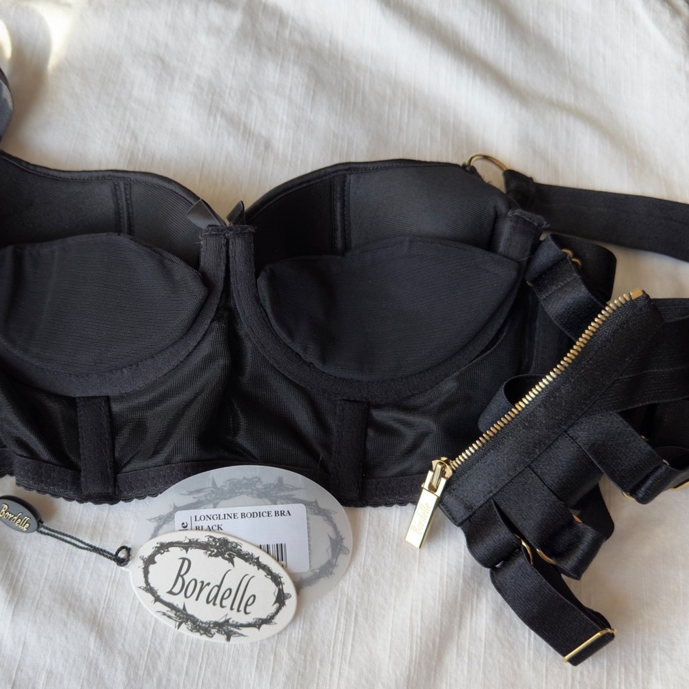 *NWT* BORDELLE Signature Silk Longline Bodice Bra Black SS 32B - Picture 13 of 13